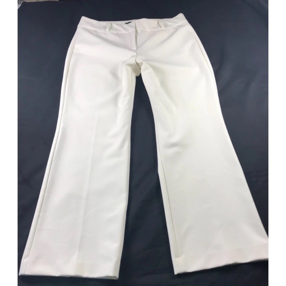 Talbots Petites White Ivory Curvy Trouser Wide Leg Flare Dress Pants S 14 Petite